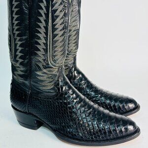 Pristine Cowtown Genuine Python Snakeskin Cowboy Western Boots Black 13 D
